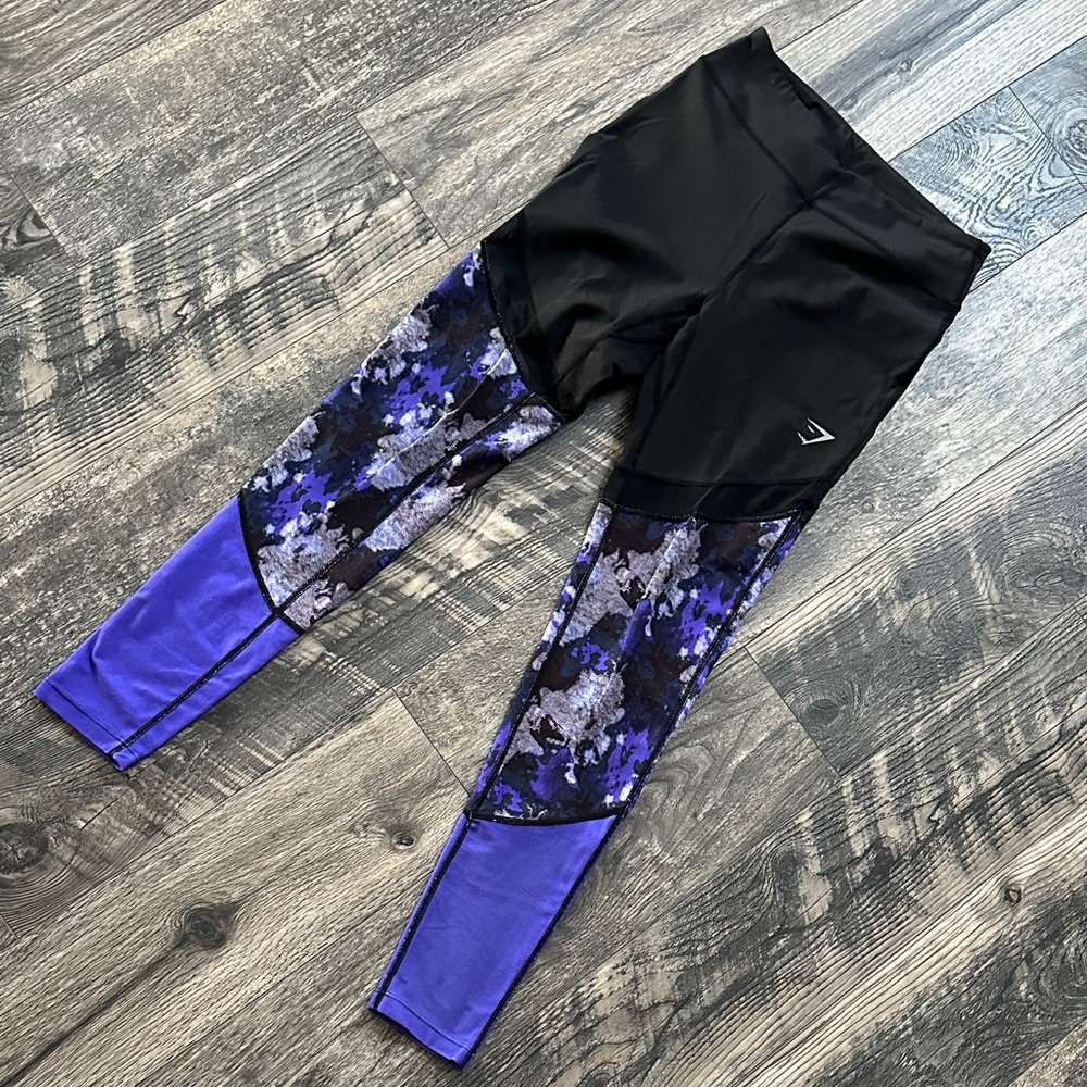 Gymshark Black and Purple Patterned Leggings